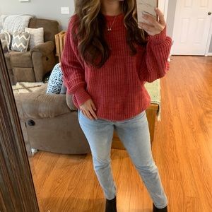 Vintage LL Bean Magenta Knit Sweater